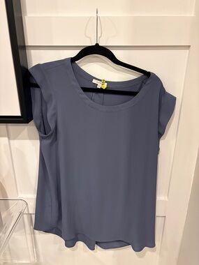 Pleione Slate Blue Cap-Sleeve Shell Top